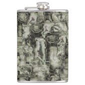 Abstraktes Mosaik in Grautönen Flachmann (Vorderseite)