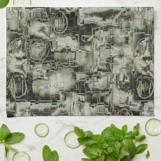 Abstraktes Mosaik in Grautönen Geschirrtuch (Gefaltet)