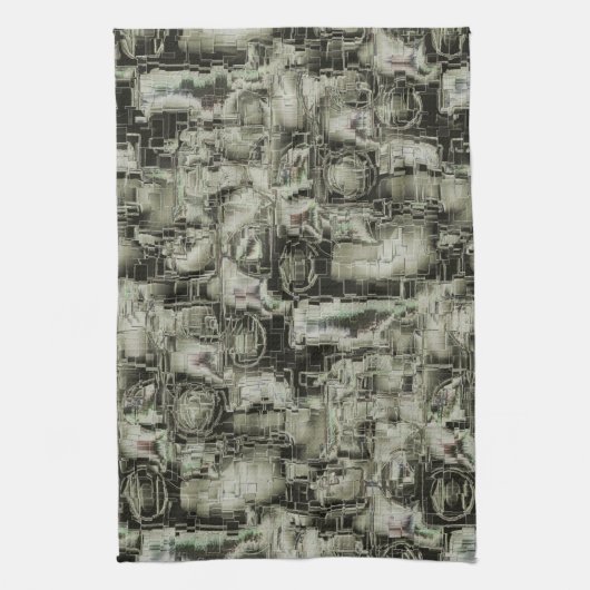 Abstraktes Mosaik in Grautönen Geschirrtuch (Vertikal)