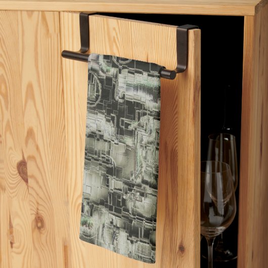 Abstraktes Mosaik in Grautönen Geschirrtuch (Drittel gefaltet)