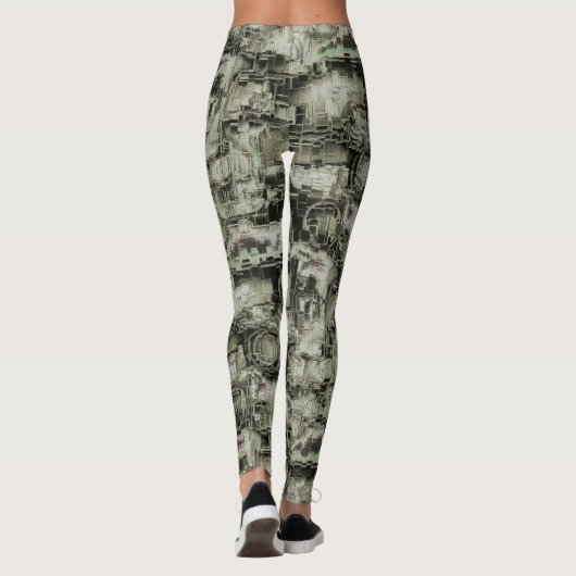 Abstraktes Mosaik in Grautönen Leggings (Rückseite)