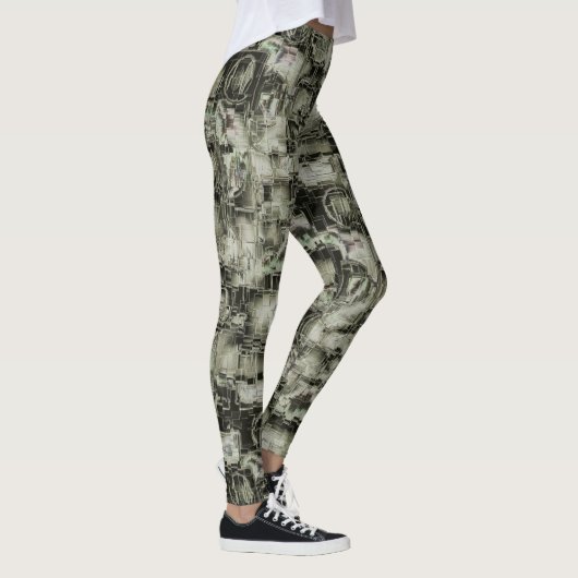 Abstraktes Mosaik in Grautönen Leggings (Rechts)