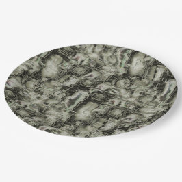 Abstraktes Mosaik in Grautönen Pappteller