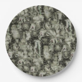 Abstraktes Mosaik in Grautönen Pappteller (Vorderseite)