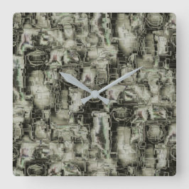 Abstraktes Mosaik in Grautönen Quadratische Wanduhr