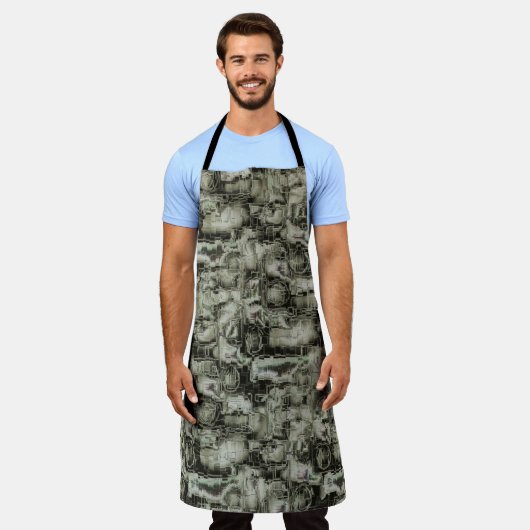 Abstraktes Mosaik in Grautönen Schürze (Getragen)