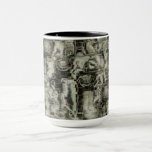 Abstraktes Mosaik in Grautönen Tasse (Zentrum)