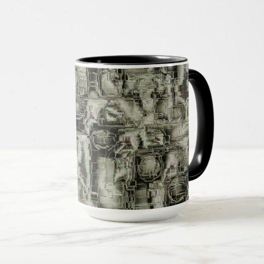 Abstraktes Mosaik in Grautönen Tasse (VorderseiteRechts)