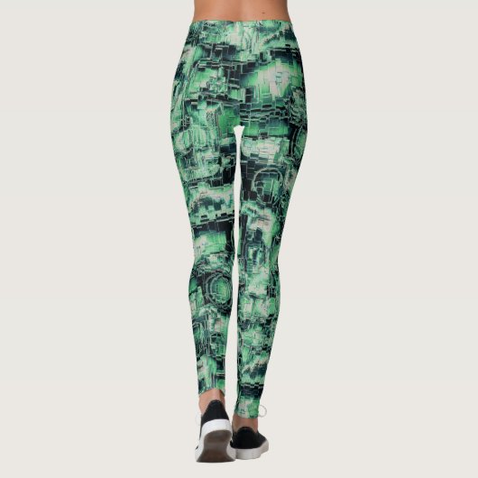 Abstraktes Mosaik in Grüntönen Leggings (Rückseite)