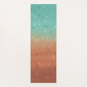 Abstraktes Mosaik in Meeresgrün und Orange Yogamatte (Rückseite)