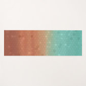 Abstraktes Mosaik in Meeresgrün und Orange Yogamatte (Vorderseite (Horizontal))