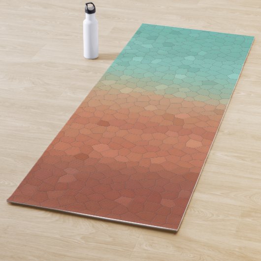 Abstraktes Mosaik in Meeresgrün und Orange Yogamatte (Beispiel)