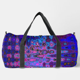 Abstraktes Mosaik-Rosa und blaues Wavy-Retro Duffle Bag