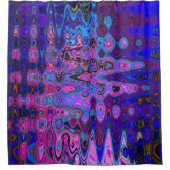 Abstraktes Mosaik-Rosa und blaues Wavy-Retro Duschvorhang (Vorderseite)