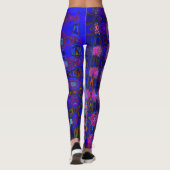 Abstraktes Mosaik-Rosa und blaues Wavy-Retro Leggings (Rückseite)