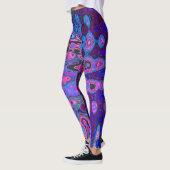 Abstraktes Mosaik-Rosa und blaues Wavy-Retro Leggings (Links)