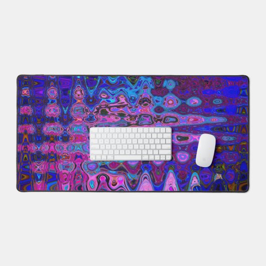 Abstraktes Mosaik-Rosa und blaues Wavy-Retro Schreibtischunterlage (Tastatur & Maus)