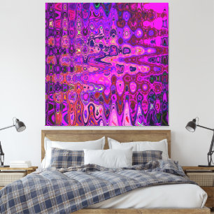 Abstraktes Mosaik Rosa und Lila Wellige Retro Leinwanddruck