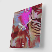 Abstraktes Mosaik zeichnend Felsrosa und rostig Quadratische Wanduhr (Winkel)