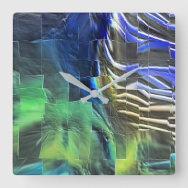 Abstraktes Mosaik zeichnend leicht geschnitzt und  Quadratische Wanduhr