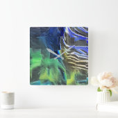 Abstraktes Mosaik zeichnend leicht geschnitzt und  Quadratische Wanduhr (Zuhause)