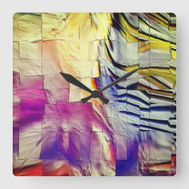 Abstraktes Mosaik zeichnend leicht geschnitzt und Quadratische Wanduhr