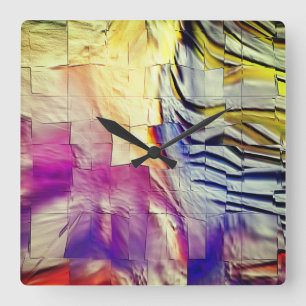 Abstraktes Mosaik zeichnend leicht geschnitzt und  Quadratische Wanduhr