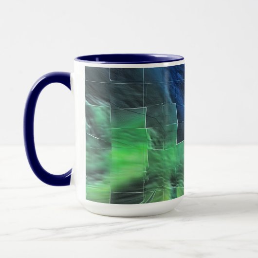 Abstraktes Mosaik zeichnend leicht geschnitzt und Tasse (Links)