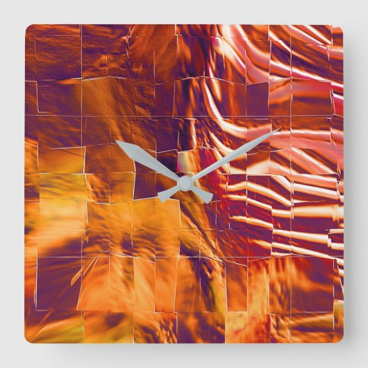 Abstraktes Mosaik zeichnend Rotgold Quadratische Wanduhr (Vorderseite)