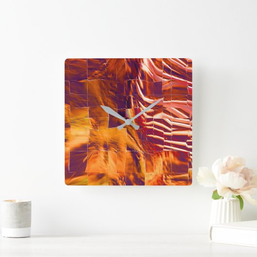 Abstraktes Mosaik zeichnend Rotgold Quadratische Wanduhr (Zuhause)