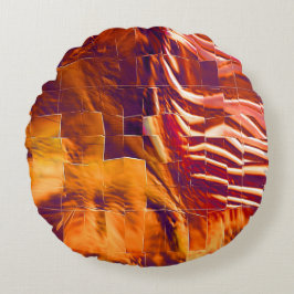 Abstraktes Mosaik zeichnend Rotgold Rundes Kissen