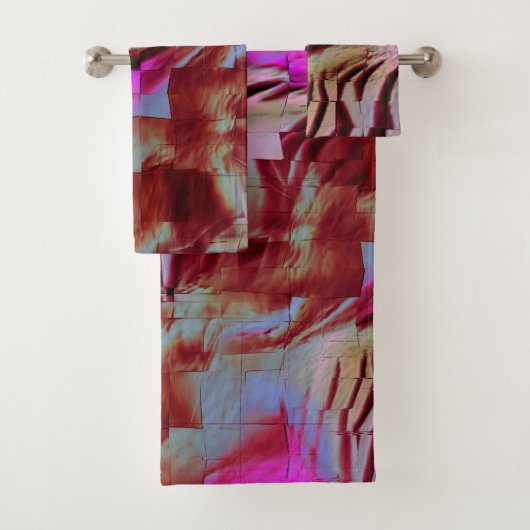 Abstraktes Mosaik zeichnend rustikal rosa und rost Badhandtuch Set (Insitu)