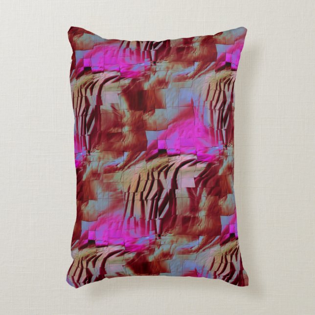 Abstraktes Mosaik zeichnend rustikal rosa und rost Dekokissen (Vorderseite(Vertikal))