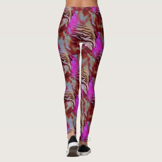 Abstraktes Mosaik zeichnend rustikal rosa und rost Leggings (Rückseite)