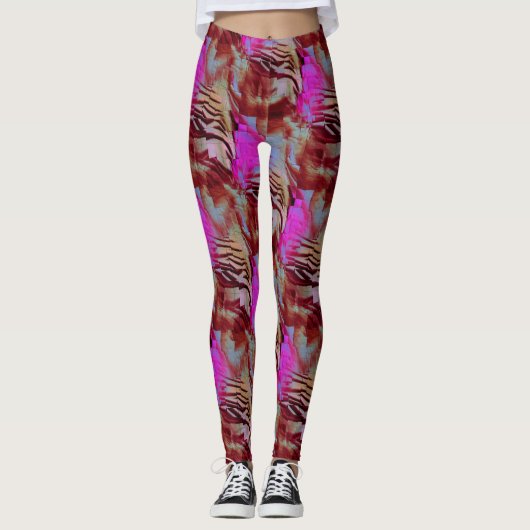 Abstraktes Mosaik zeichnend rustikal rosa und rost Leggings (Vorderseite)