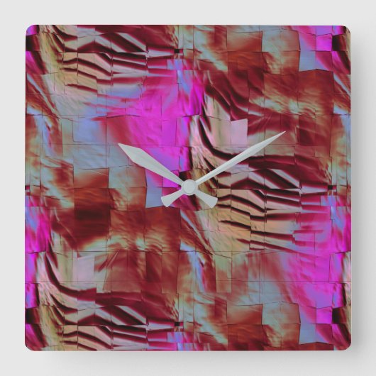 Abstraktes Mosaik zeichnend rustikal rosa und rost Quadratische Wanduhr (Vorderseite)