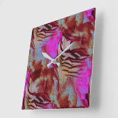 Abstraktes Mosaik zeichnend rustikal rosa und rost Quadratische Wanduhr (Winkel)