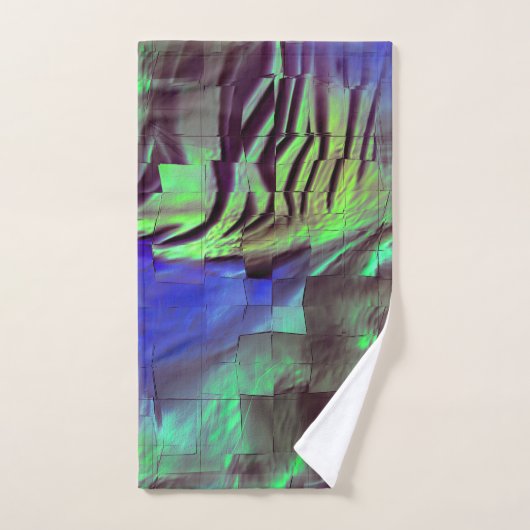 Abstraktes Mosaik zeichnend rustikales Grün und Bl Badhandtuch Set (Handtuch)