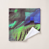 Abstraktes Mosaik zeichnend rustikales Grün und Bl Badhandtuch Set (Waschlappen)