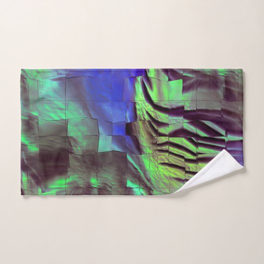 Abstraktes Mosaik zeichnend rustikales Grün und Bl Badhandtuch Set (Handtuch)