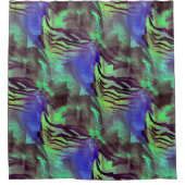 Abstraktes Mosaik zeichnend rustikales Grün und Bl Duschvorhang (Vorderseite)