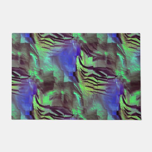 Abstraktes Mosaik zeichnend rustikales Grün und Bl Fußmatte (Vorderseite)