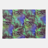 Abstraktes Mosaik zeichnend rustikales Grün und Bl Geschirrtuch (Horizontal)