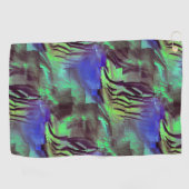 Abstraktes Mosaik zeichnend rustikales Grün und Bl Golfhandtuch (Horizontal)