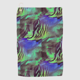 Abstraktes Mosaik zeichnend rustikales Grün und Bl Golfhandtuch