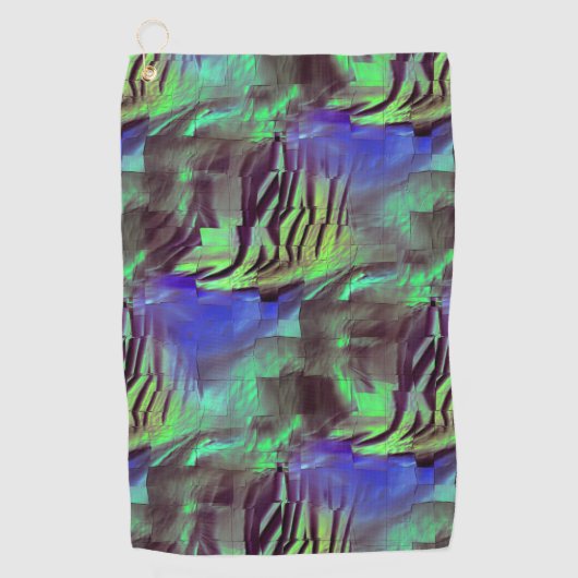 Abstraktes Mosaik zeichnend rustikales Grün und Bl Golfhandtuch (Vorderseite)