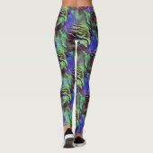 Abstraktes Mosaik zeichnend rustikales Grün und Bl Leggings (Rückseite)