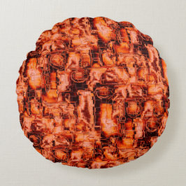 Abstraktes Mosaikbild in Korallentönen Rundes Kissen