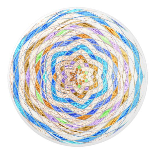 Abstraktes Mosaikglas #4 Keramikknauf (Vorderseite)