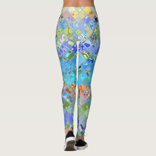 Abstraktes Mosaikglas-Muster Leggings (Rückseite)
